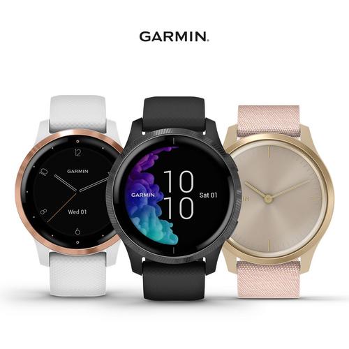 Three Garmin coloured strapped watches
